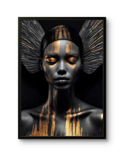 Golden Face Art Abstract Portrait