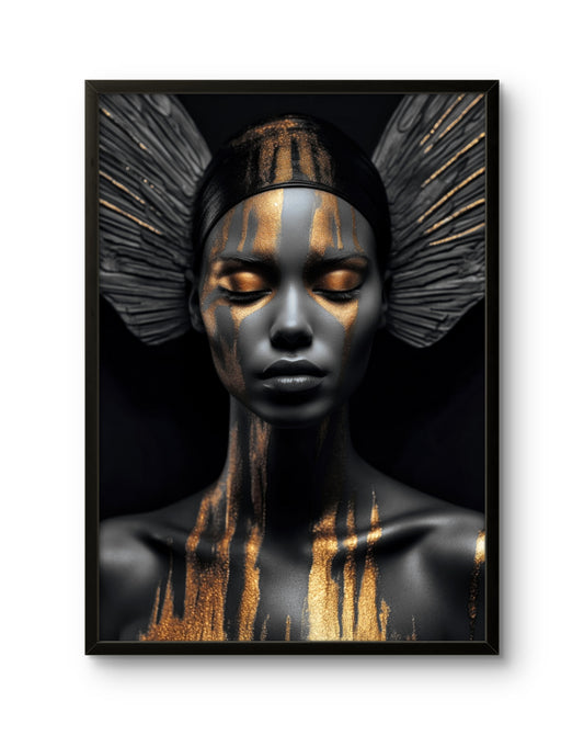 Golden Face Art Abstract Portrait
