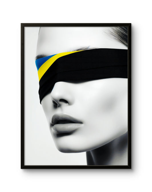 Blindfold Woman Portrait Minimal Black Band Art