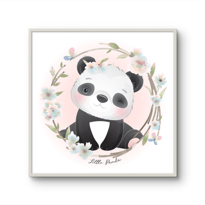 Little Panda in Flower Garden
