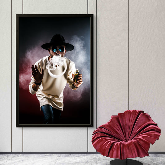 Vape Ring Artist Neon Smoke Portrait