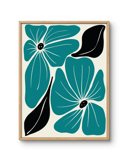 Teal Blossom Modern Botanical Print