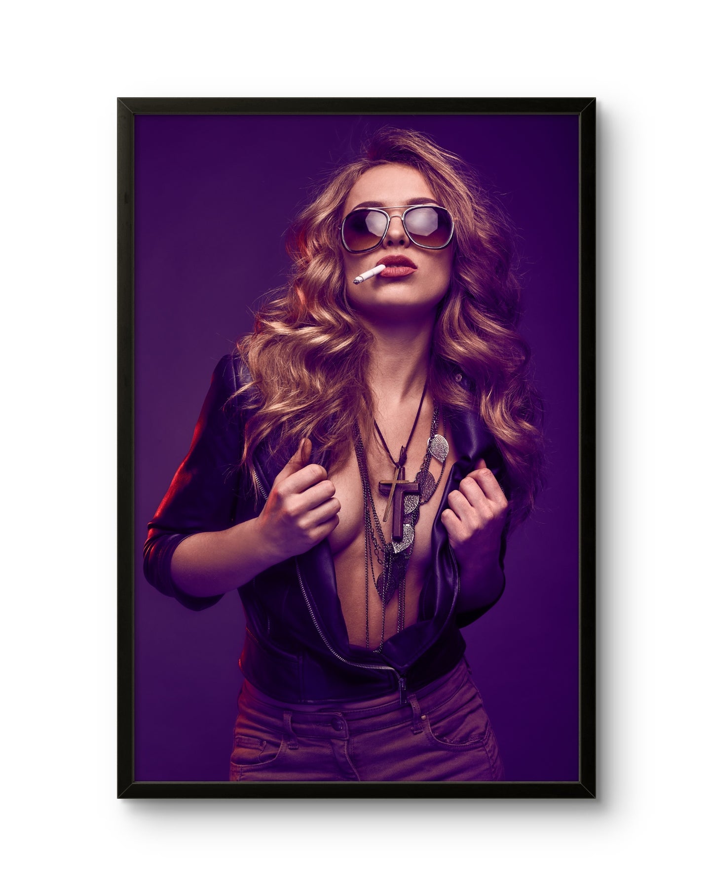 Purple Retro Woman Smoking Vintage Glam Art