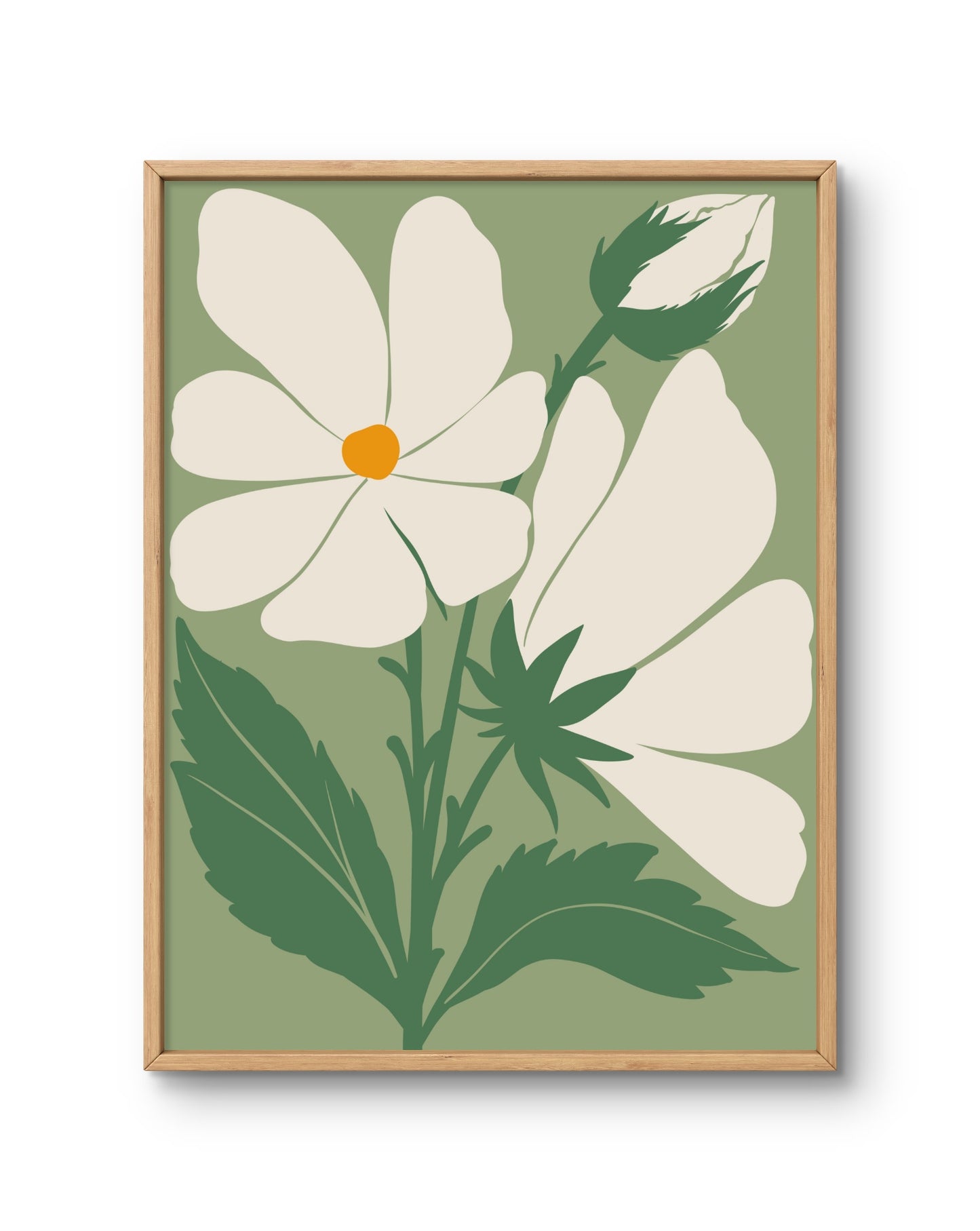 Soft Green Wildflower Botanical Print