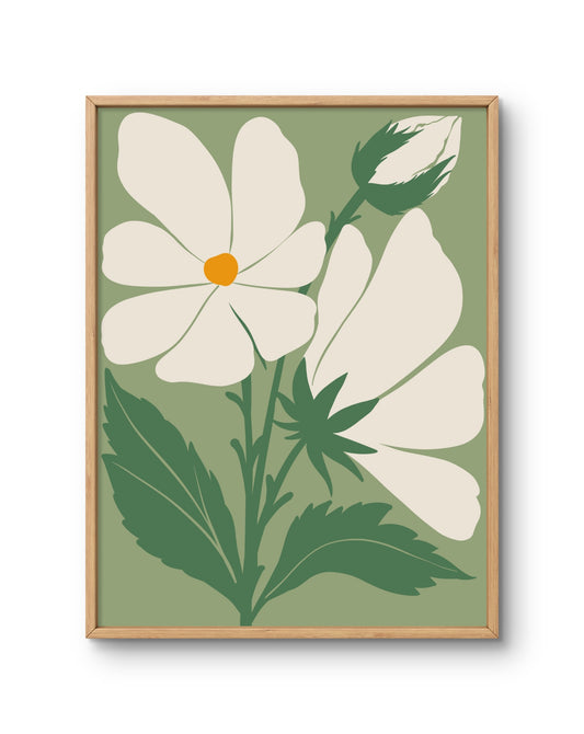 Soft Green Wildflower Botanical Print