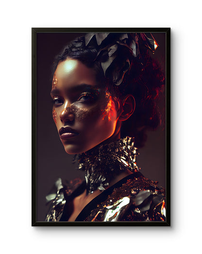 Golden Glam Woman Metallic Makeup Portrait
