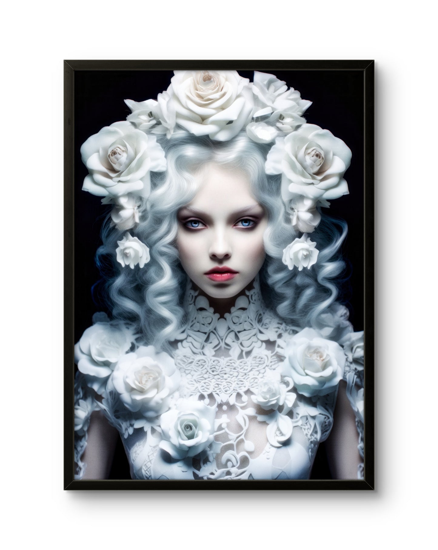 Snow Rose Princess White Floral Couture Art