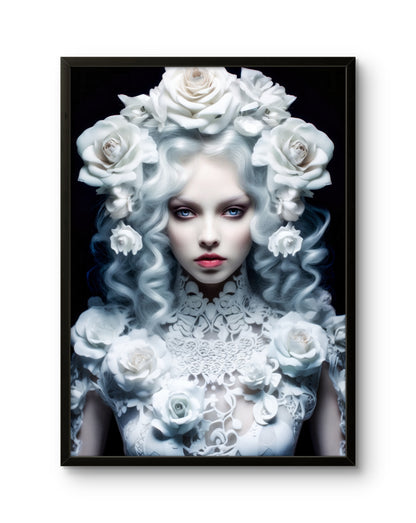 Snow Rose Princess White Floral Couture Art