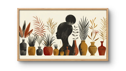 Botanical Vessels & Silhouette Panoramic Art