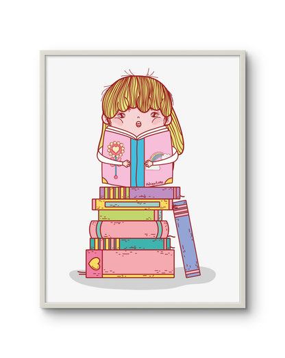 Little Reader Girl with Books