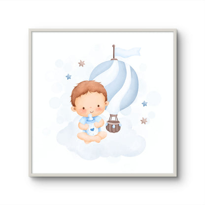 Baby on Cloud with Hot Air Balloon