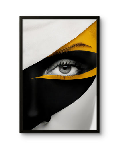Gold & Black Eye Makeup Portrait Close-Up Woman Art