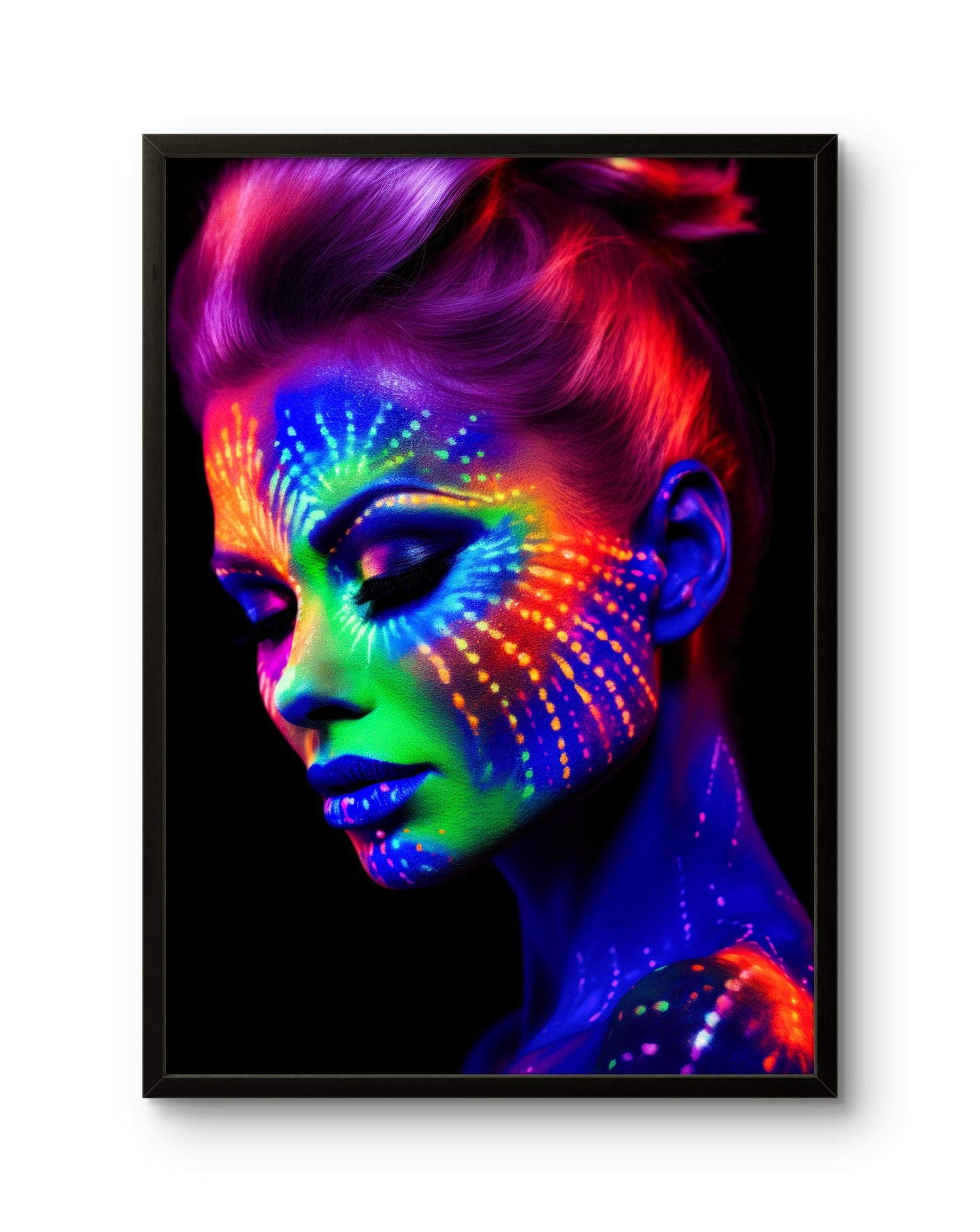 Neon Rainbow Face Paint Portrait