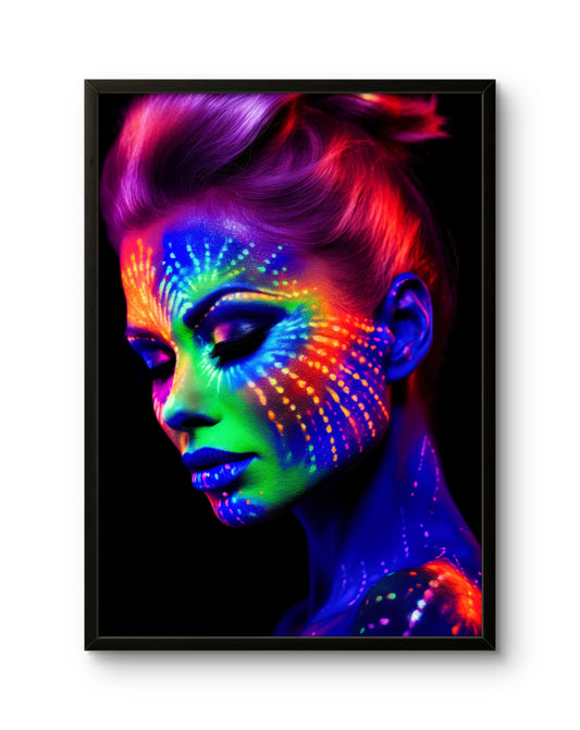 Neon Rainbow Face Paint Portrait
