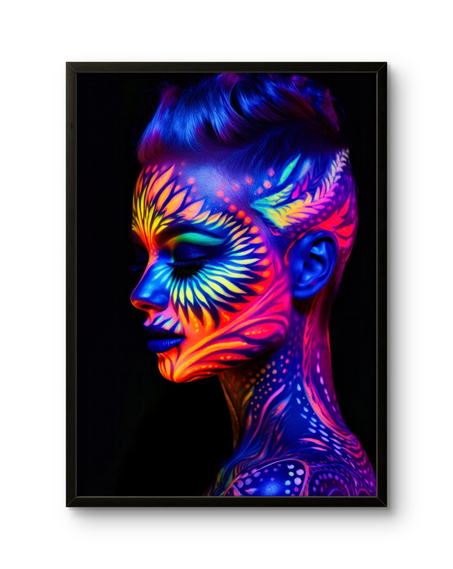 Neon Face Art Blue & Orange Glow