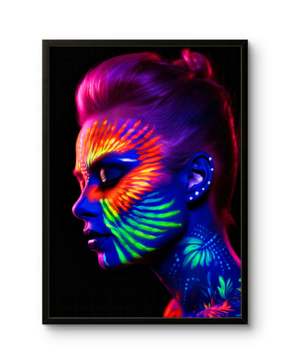Neon Face Art Fiery Pattern