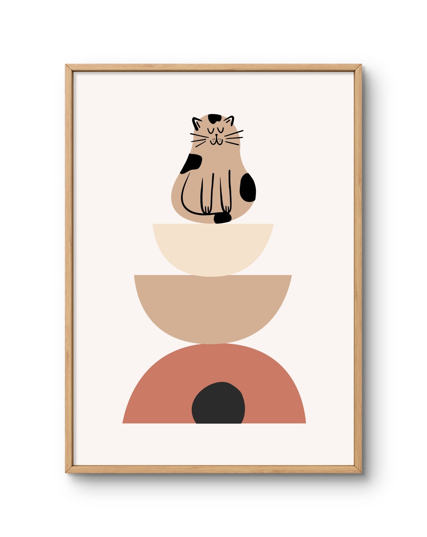 Peaceful Stacked Shapes With A Kitten
