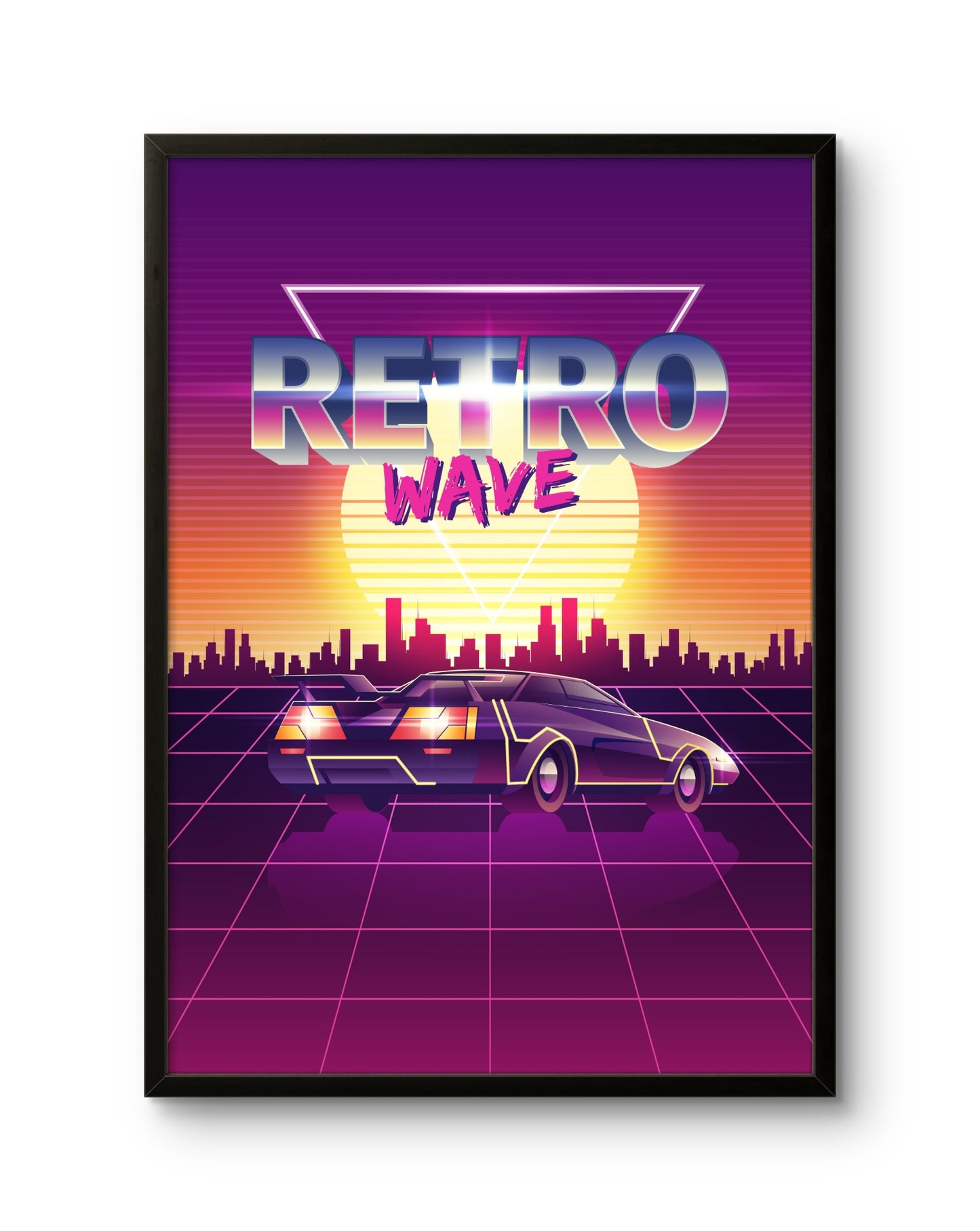 Retro Wave Sunset Car Poster