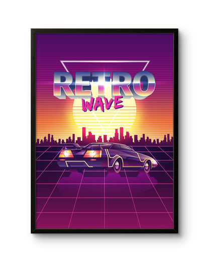 Retro Wave Sunset Car Poster