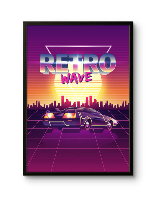 Retro Wave Sunset Car Poster