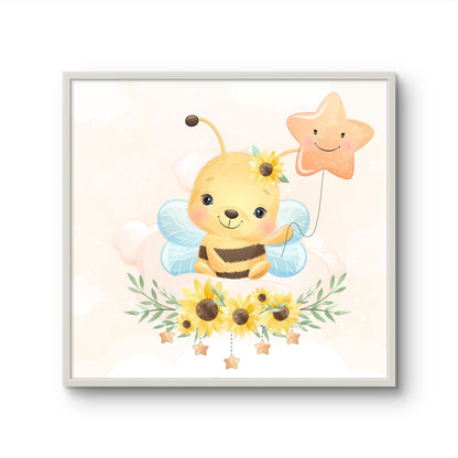 Little Bee with Star Balloon and Sunflowers