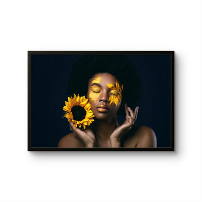 Golden Sunflower Muse Beauty Portrait