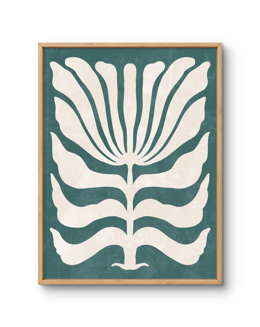 Abstract Palm Bloom (Teal & Ivory)