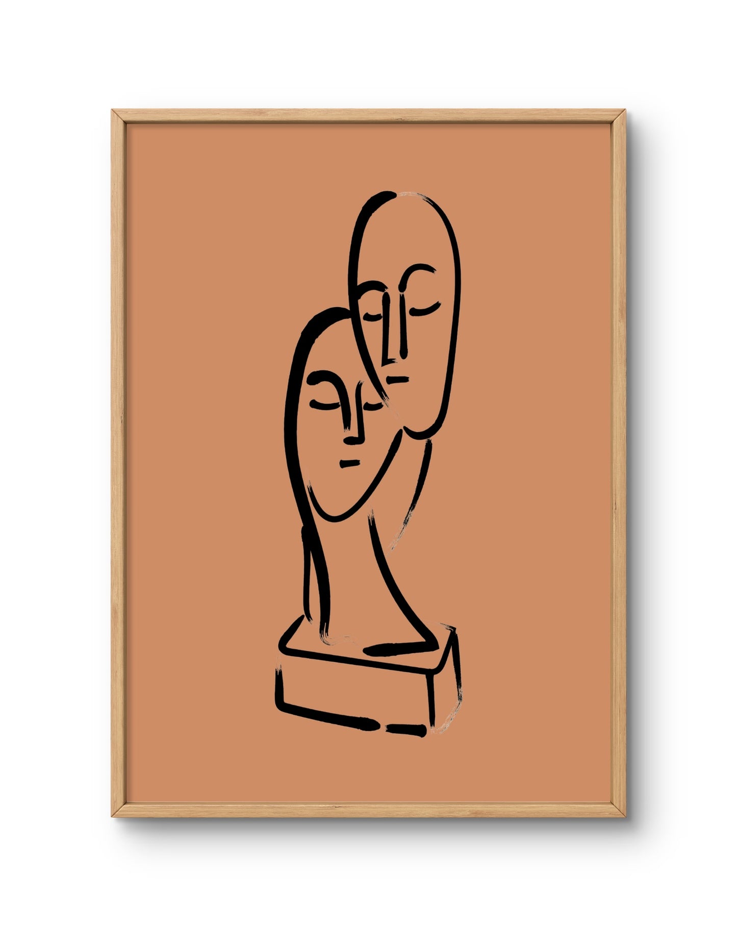 Abstract Twin Faces Line Art