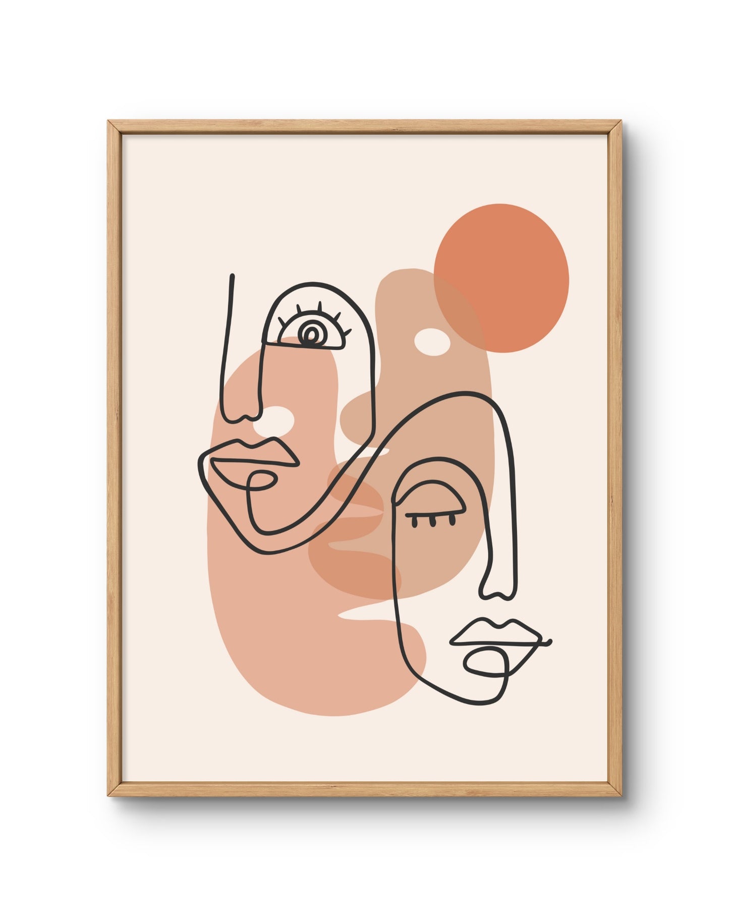 Abstract Face Line Art with Warm Shapes