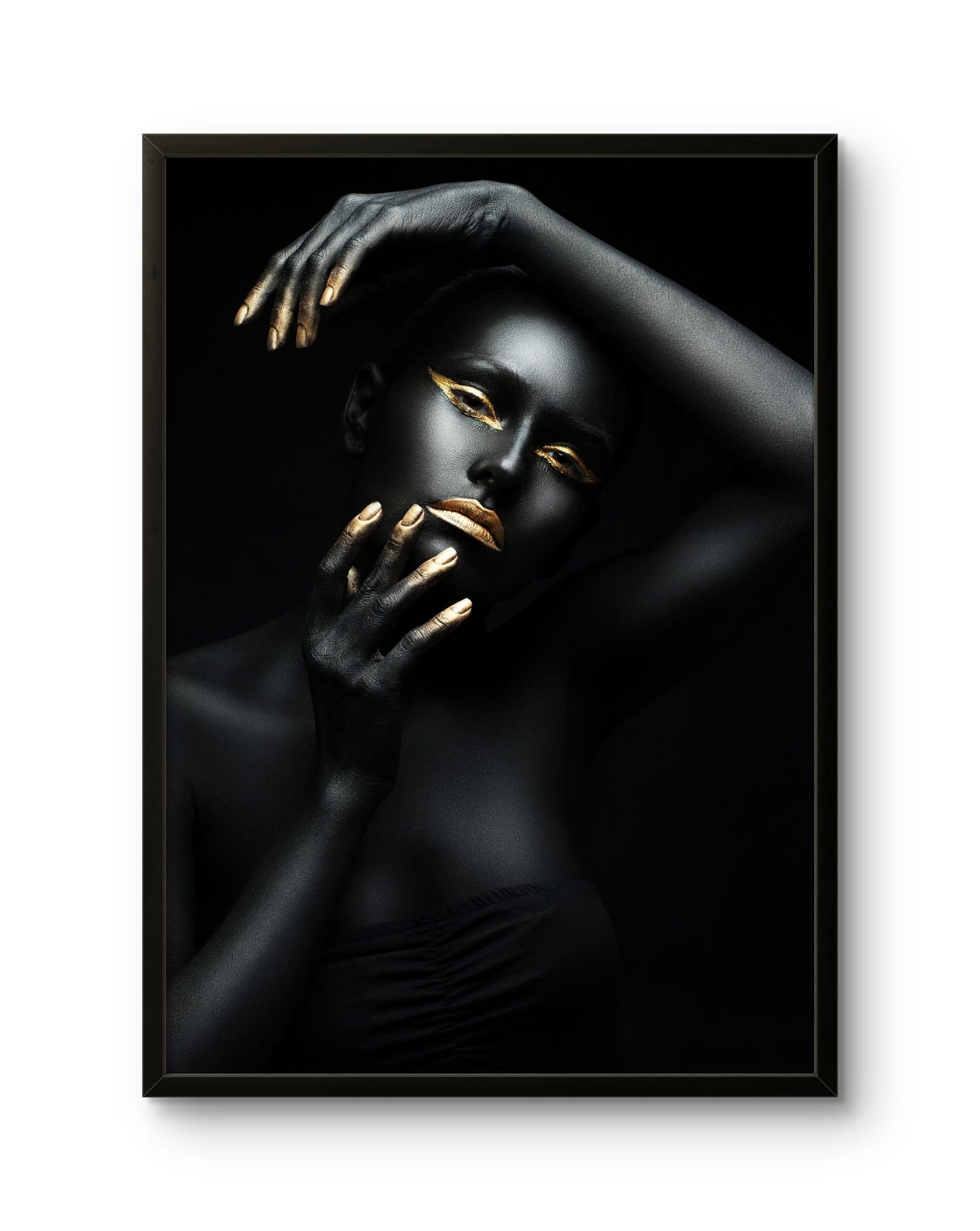 Woman With Golden Eyeliner & Hands