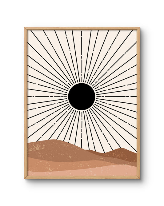Sunburst Over Desert Hills
