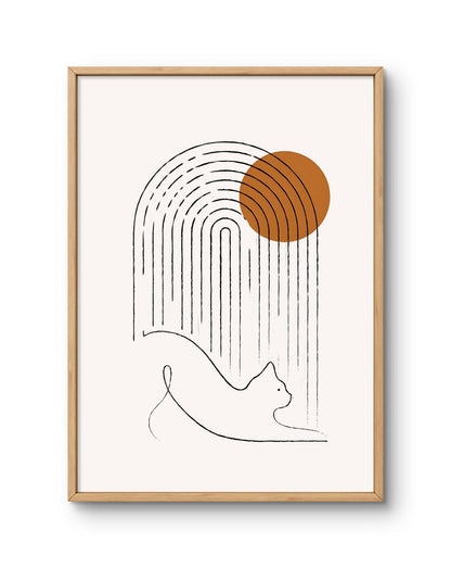 Minimal Cat Line Art Abstract Poster