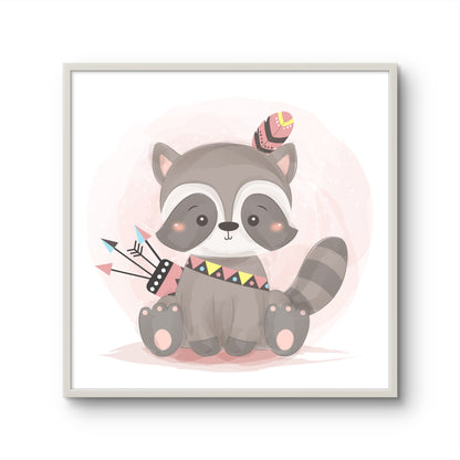 Cute Raccoon with Feather Headband