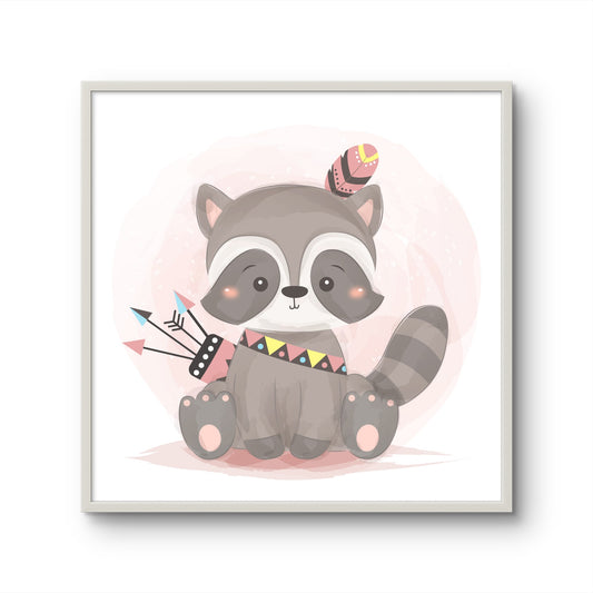 Cute Raccoon with Feather Headband