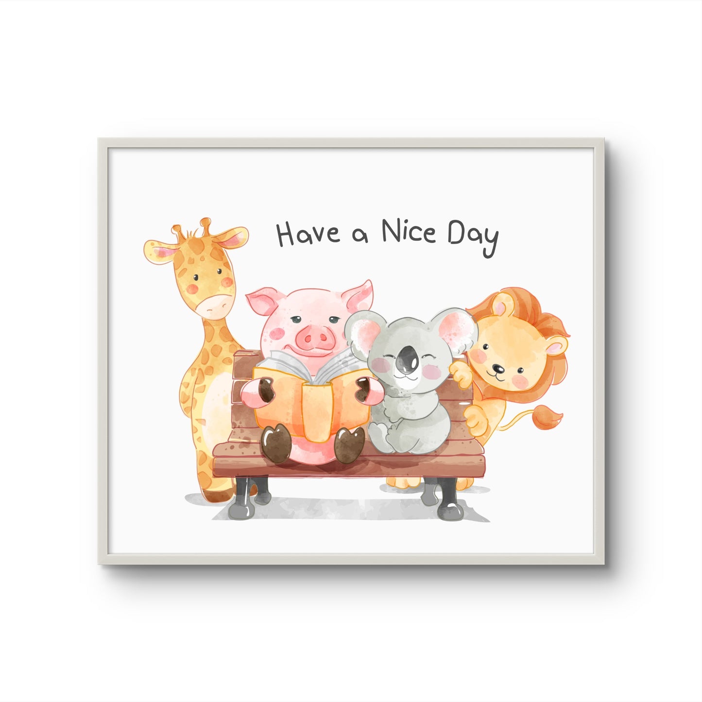 Have a Nice Day Little Friends on a Bench