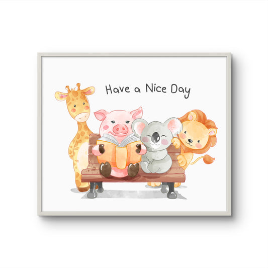 Have a Nice Day Little Friends on a Bench