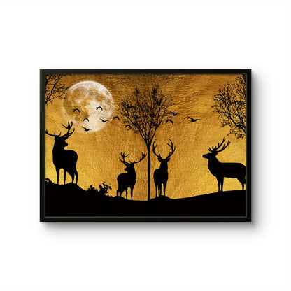 Moonlit Silhouettes Golden Forest