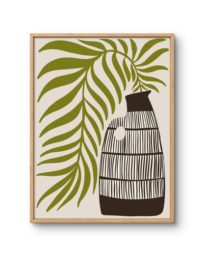 Palm Leaf Vase Wall Art (Green)