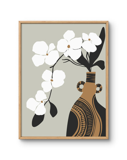 White Orchid Vase Print