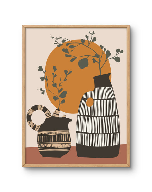 Abstract Vases with Sun Poster