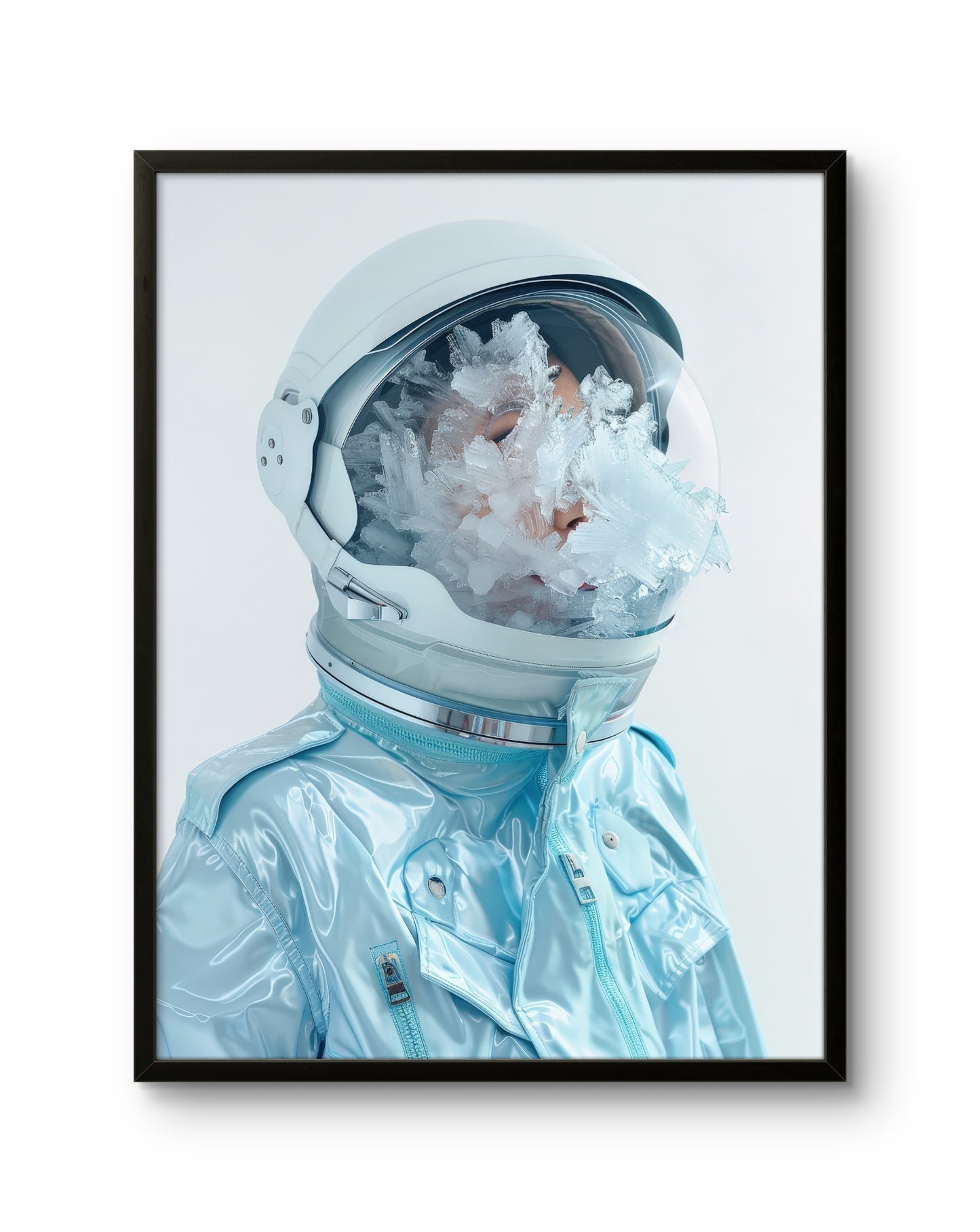 Frozen Astronaut Portrait Ice Helmet Woman Art