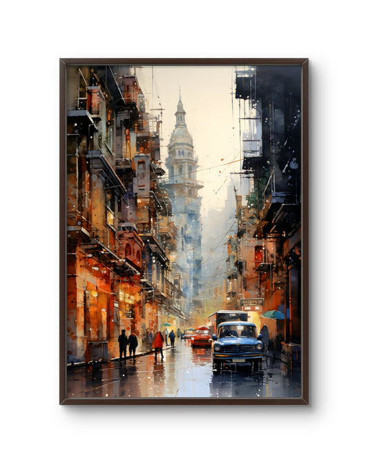 Rainy City Street Scene