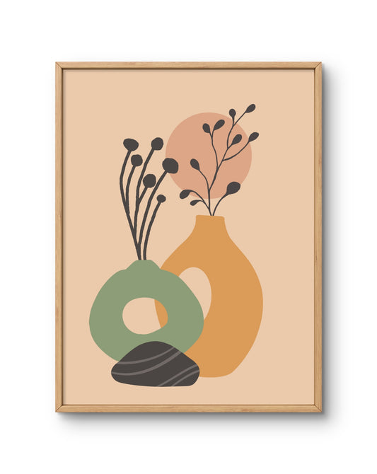 Modern Abstract Vases and Stones Print