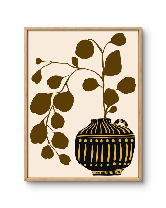 Black and Gold Vase Botanical Print