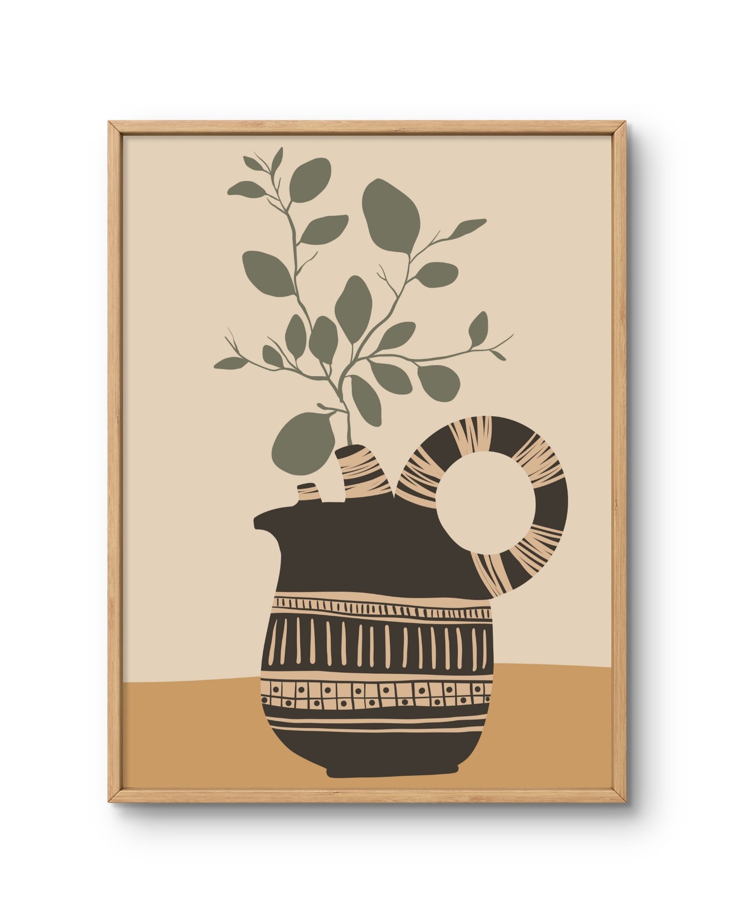 Hand-Painted Jug with Olive Branch