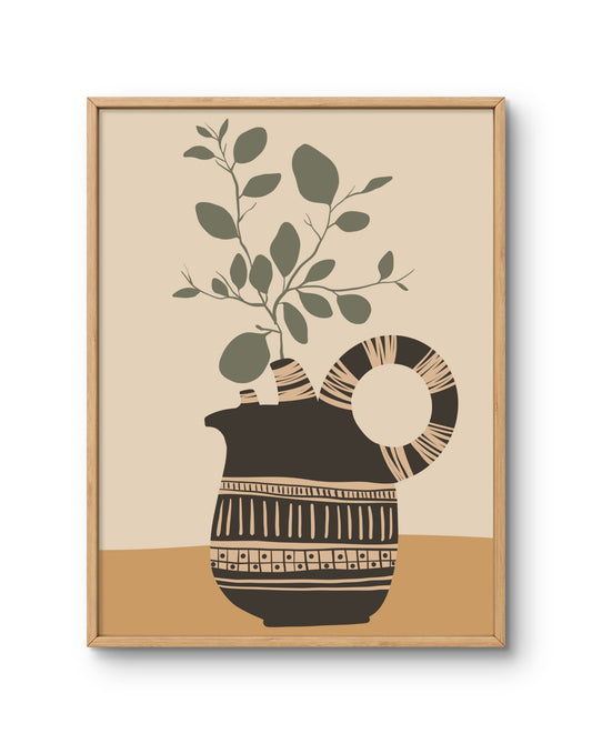 Hand-Painted Jug with Olive Branch