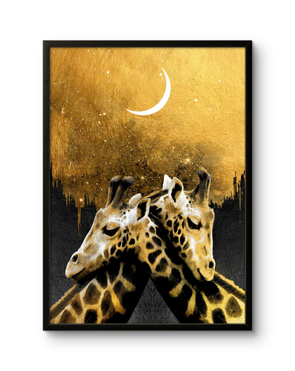 Lovers Giraffe Golden Night