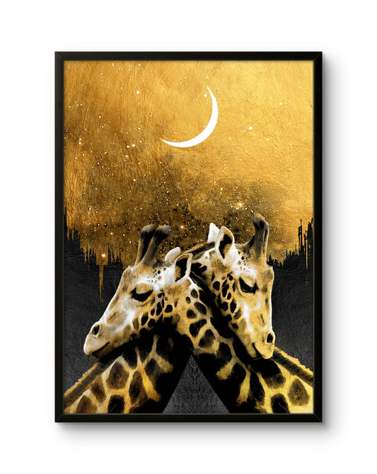 Lovers Giraffe Golden Night