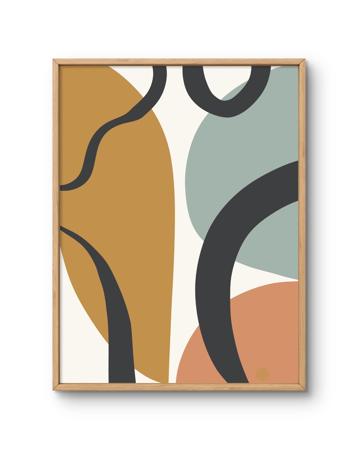 Abstract Curves in Mustard, Sage & Terracotta