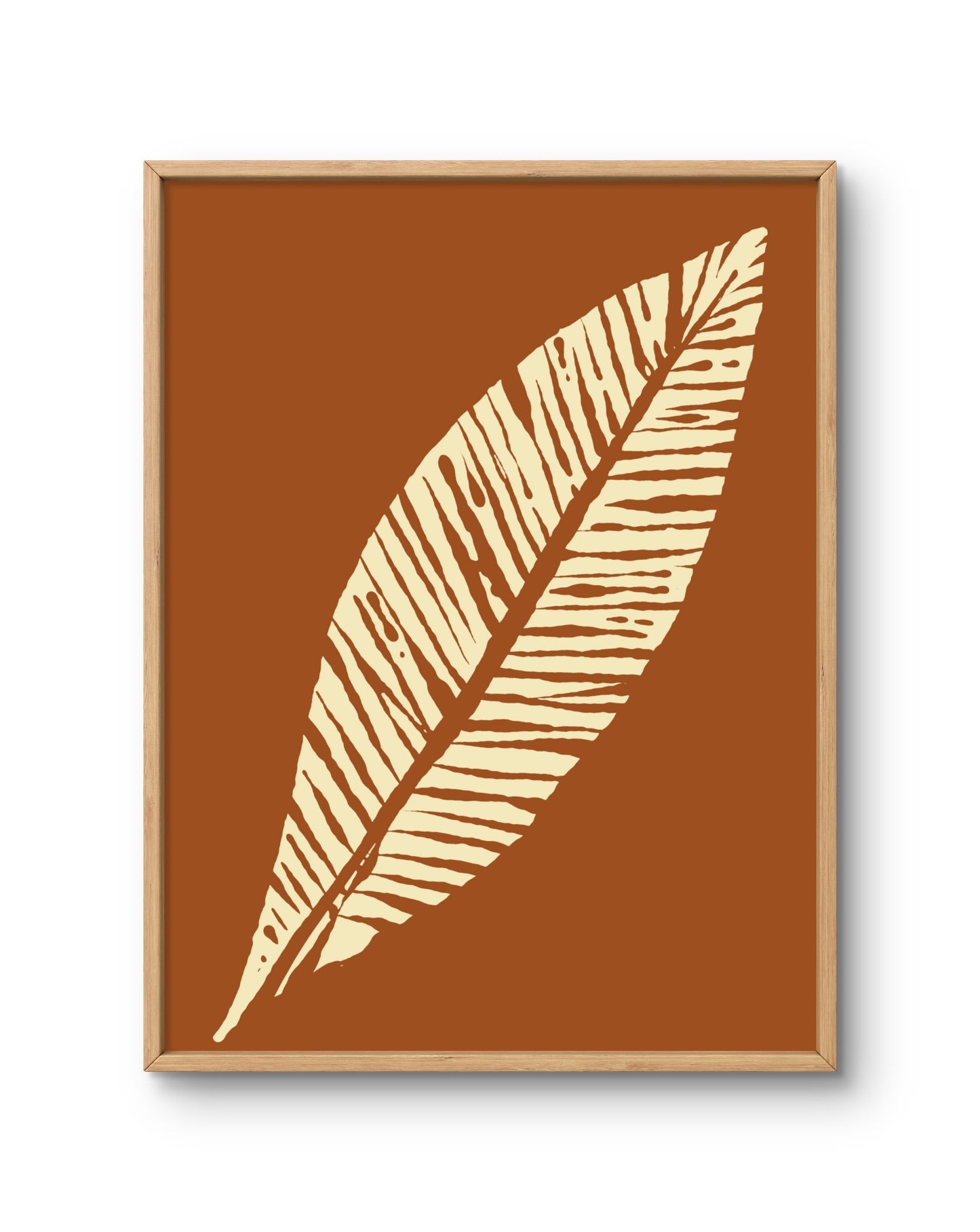 Large Cream Leaf on Brown Background